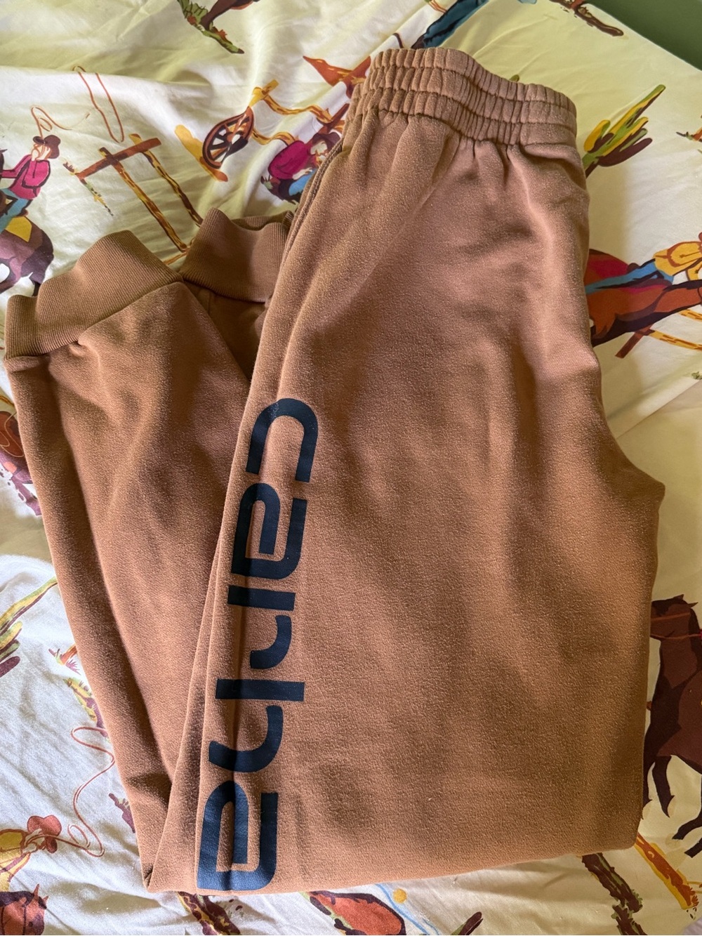Carhartt Brown Kids Fleece Joggers with Navy Logo